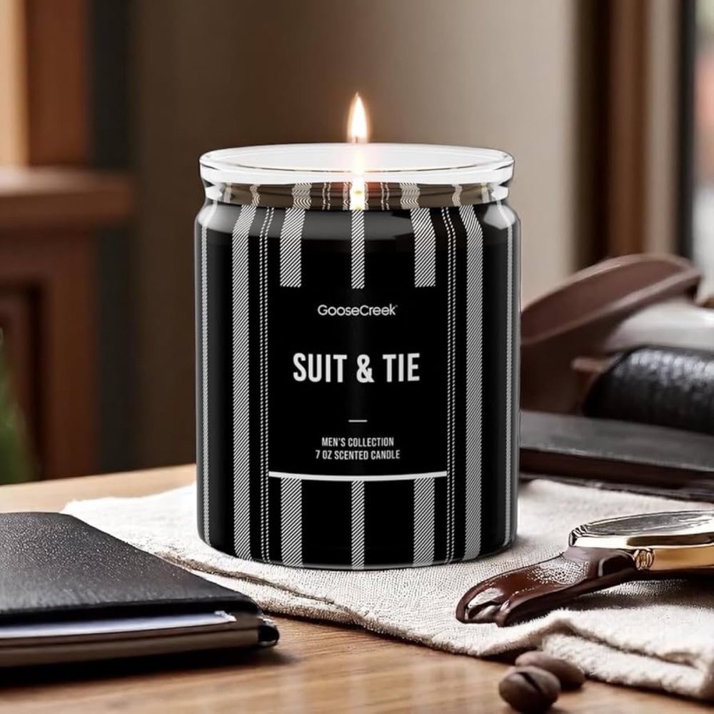 Goose Creek Suit & Tie scented candle from the Men's Collection 7 oz single-wick
